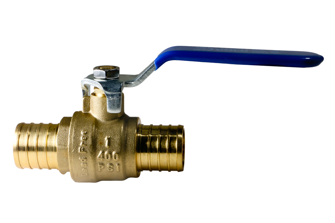 1 Inch PEX-B Barb Crimp Ball Valve Cold (Blue)