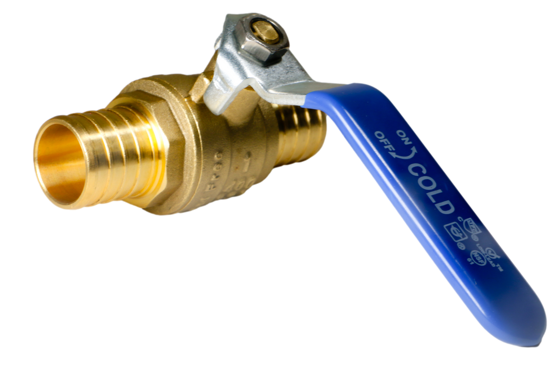 1 Inch PEX-B Barb Crimp Ball Valve Cold (Blue)