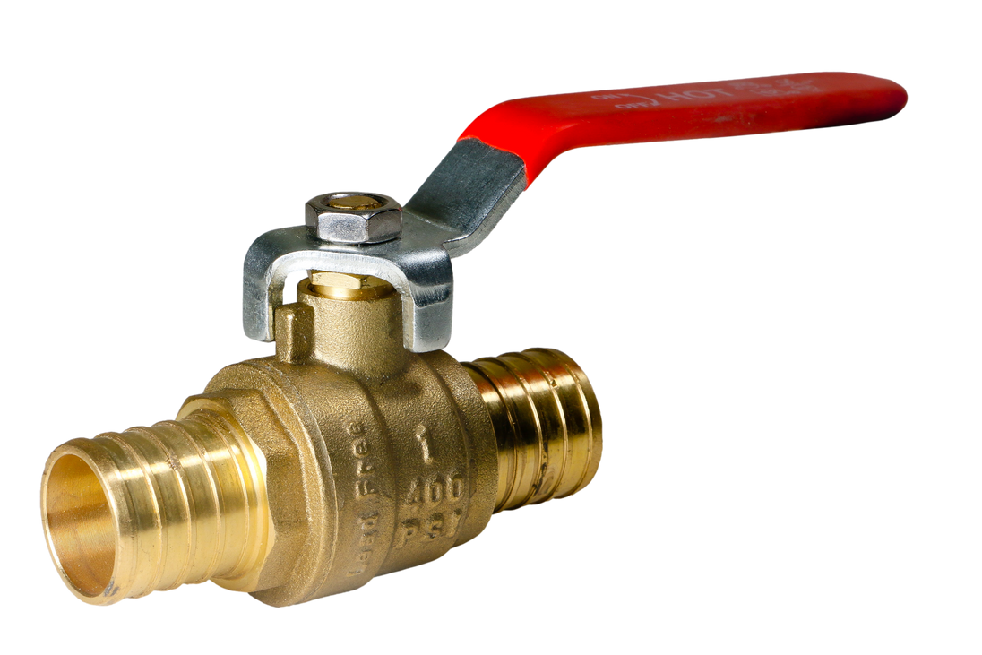 1 Inch PEX-B Barb Crimp Ball Valve Hot (Red)