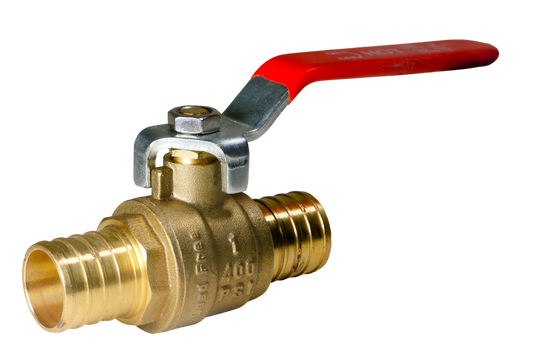 1 Inch PEX-B Barb Crimp Ball Valve Hot (Red)