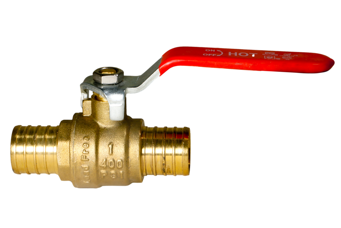 1 Inch PEX-B Barb Crimp Ball Valve Hot (Red)
