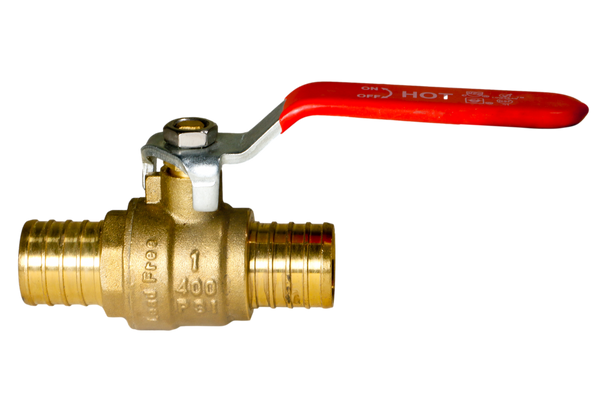 1 Inch PEX-B Barb Crimp Ball Valve Hot (Red)