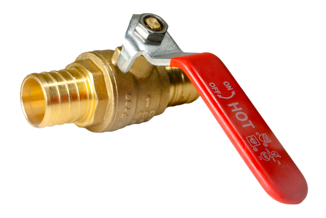 1 Inch PEX-B Barb Crimp Ball Valve Hot (Red)