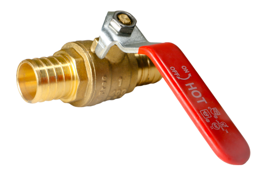 1 Inch PEX-B Barb Crimp Ball Valve Hot (Red)