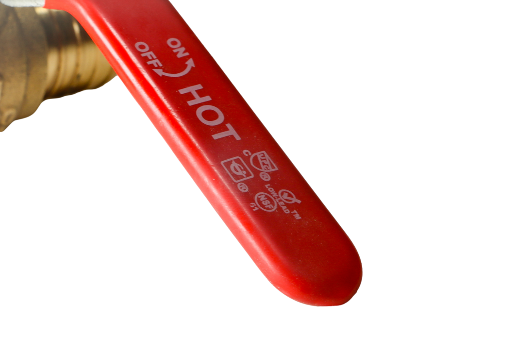 1 Inch PEX-B Barb Crimp Ball Valve Hot (Red)