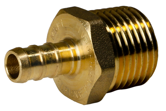 Pex Barb Crimp Male NPT Adapter Measuring Barb Crimp Pex  3/8" X 1/2" MALE NPT ADAPTER Specifically Barb Crimp Pex Male NPT Adapter
