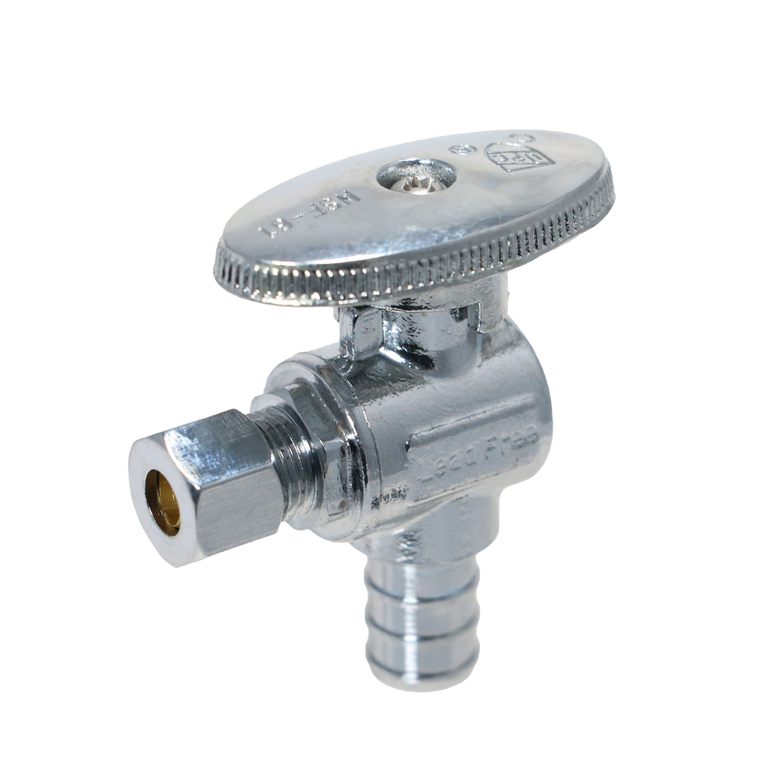 1/4 Inch OD Compression x 1/2 Inch PEX-B Barb Angle Valve