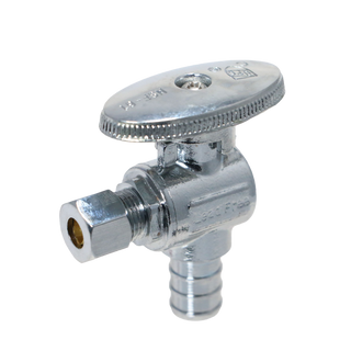 1/4 Inch OD Compression x 1/2 Inch PEX-B Barb Angle Valve