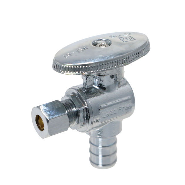 1/4 Inch OD Compression x 1/2 Inch PEX-B Barb Angle Valve