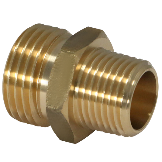  3/4" MHT x 1/2" MIP Hose-to-Pipe Adapter 3/4" FHT x 3/4" FHT Swivel Hose Connector Measuring 3/4 inch x 1/2 inch Specifically Hose-to-Pipe AdapterSwivel Hose Connector