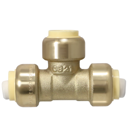  1/2" x 1/2" x 1/2" Push Fit Tee Push to Connect Tee Push Fit 1/2 inch Elbow with Drop Ear Push to Connect Elbow with Drop Ear Measuring 1/2 inch x 1/2 inch x 1/2 inch Specifically Push Fit TeePush Fit Elbow