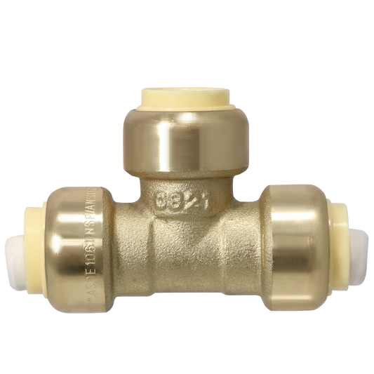  1/2" x 1/2" x 1/2" Push Fit Tee Push to Connect Tee Push Fit 1/2 inch Elbow with Drop Ear Push to Connect Elbow with Drop Ear Measuring 1/2 inch x 1/2 inch x 1/2 inch Specifically Push Fit TeePush Fit Elbow