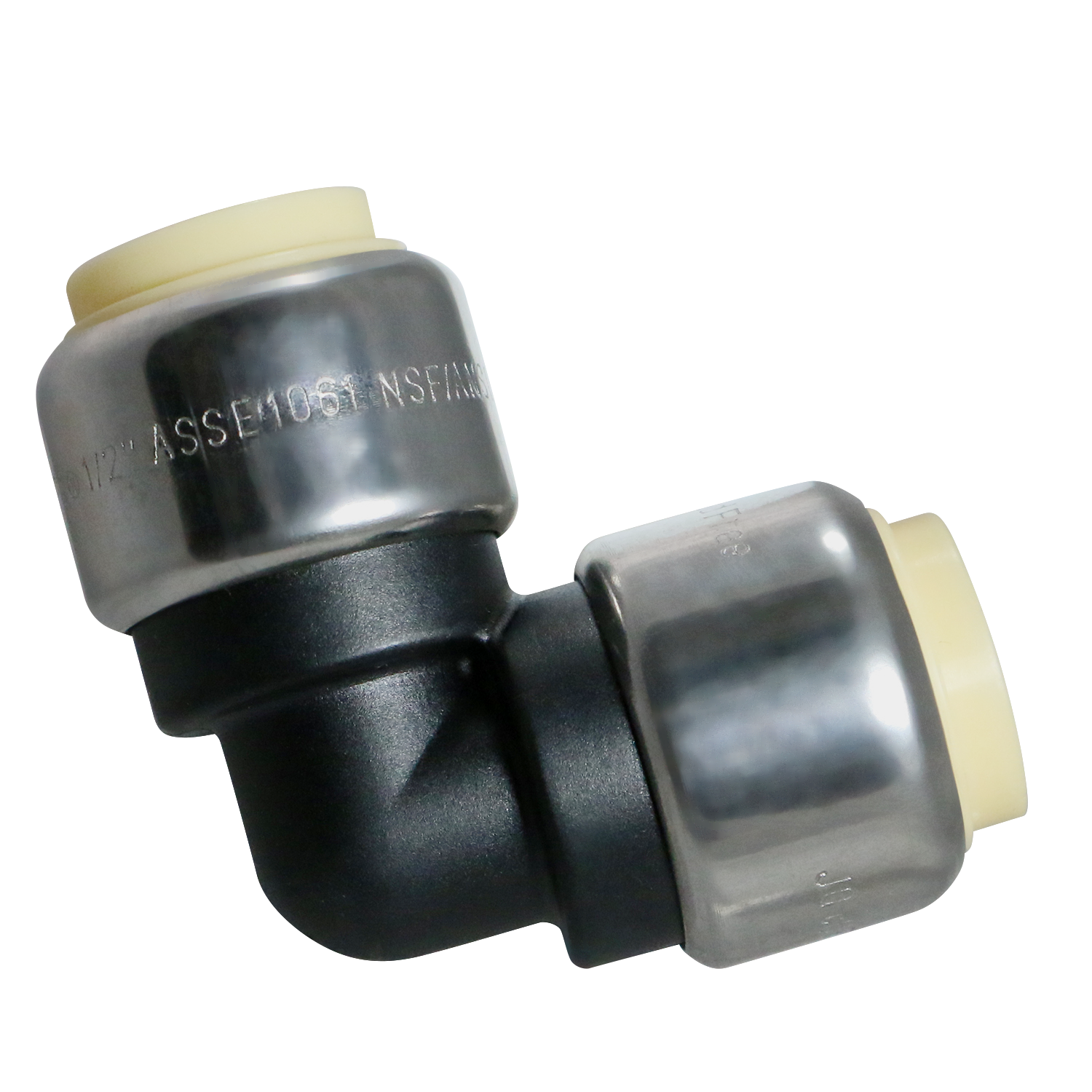  3/4" Push Fit Elbow Push To Connect Elbow PPSU Plastic 1/2" Push Fit Tee Push To Connect Tee PPSU Plastic Measuring 3/4" Specifically Push Fit Plastic ElbowPush Fit Plastic Tee