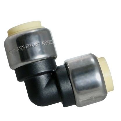  3/4" Push Fit Elbow Push To Connect Elbow PPSU Plastic 1/2" Push Fit Tee Push To Connect Tee PPSU Plastic Measuring 3/4" Specifically Push Fit Plastic ElbowPush Fit Plastic Tee