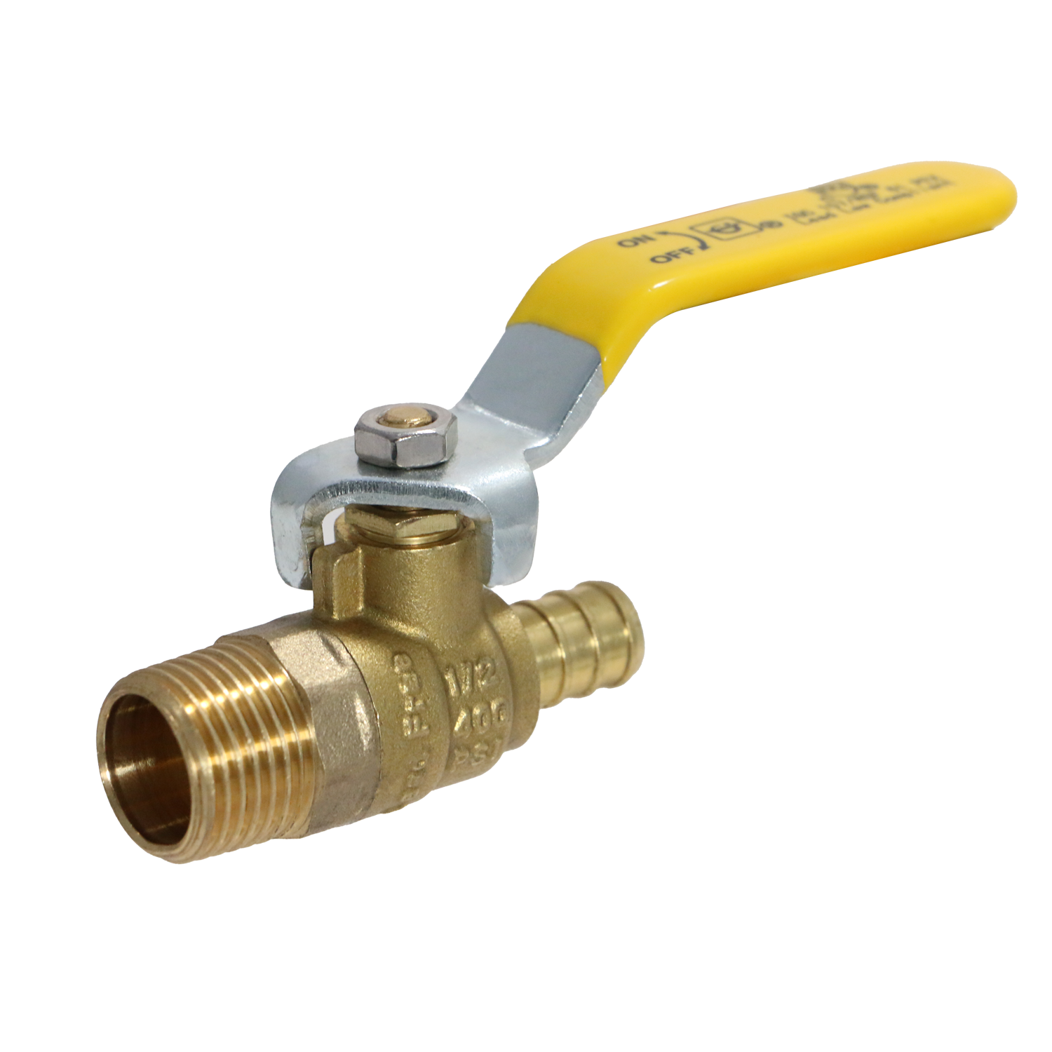  Barb Crimp Pex Male Ball Valve Full Port Brass Measuring Pex B 1/2" x 1/2" Male Ball Valve Specifically Pex B Male Ball Valve