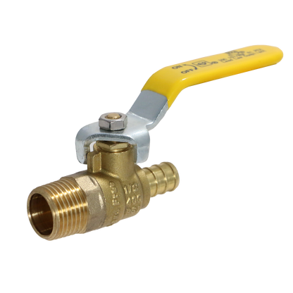  Barb Crimp Pex Male Ball Valve Full Port Brass Measuring Pex B 1/2" x 1/2" Male Ball Valve Specifically Pex B Male Ball Valve