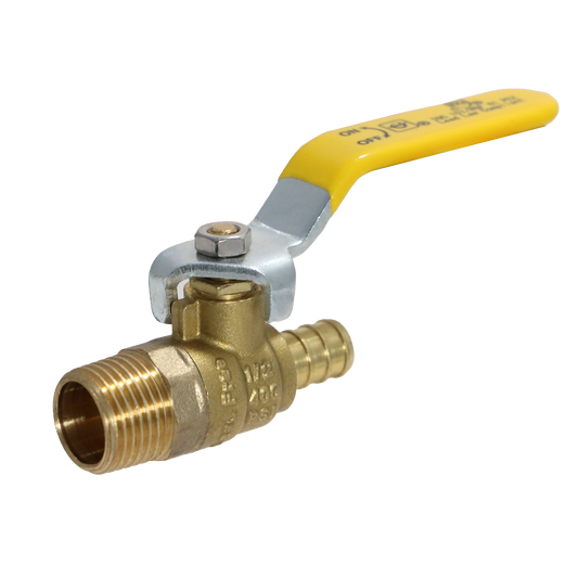  Barb Crimp Pex Male Ball Valve Full Port Brass Measuring Pex B 1/2" x 1/2" Male Ball Valve Specifically Pex B Male Ball Valve
