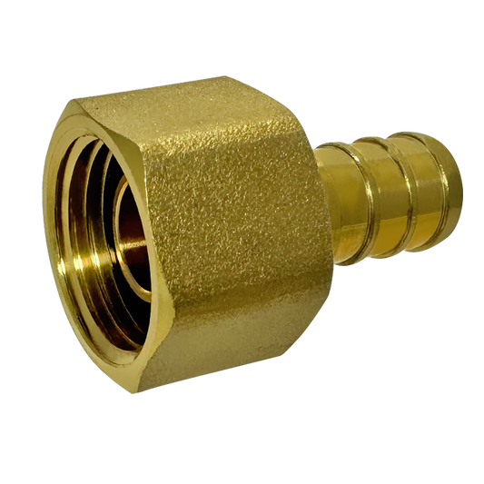 1/2 inch Pex x 1/2 inch Female Swivel Adapter Brass Measuring QTY 5 Specifically Pex Barb Crimp FNPT