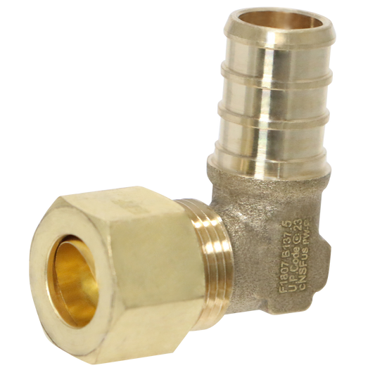  Pex Barb Crimp x OD Compression Transition Elbow Adapter Measuring Pex B 1/2" x 3/8" OD Compression Elbow Adapter Specifically Pex Barb Crimp Adapter