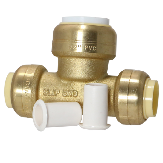  1/2" CTS x 1/2" CTS x 1/2" PVC Push Fit Tee 1/2" PVC x 1/2" PVC x 1/2" CTS Push Fit Tee Measuring 1/2" CTS x 1/2" CTS x 1/2" PVC Specifically Push Fit PVC to CTS TeePush Fit PVC to CTS Tee