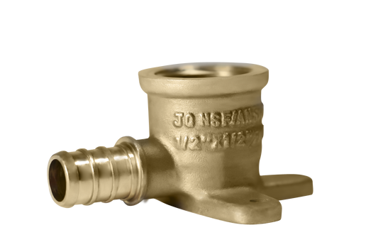 Pex Barb Crimp x Female NPT Elbow Drop Ear Measuring 3/8 inch Pex B x 3/8 inch FNPT Elbow Drop Ear Specifically Pex Barb Crimp FNPT Elbow Drop Ear
