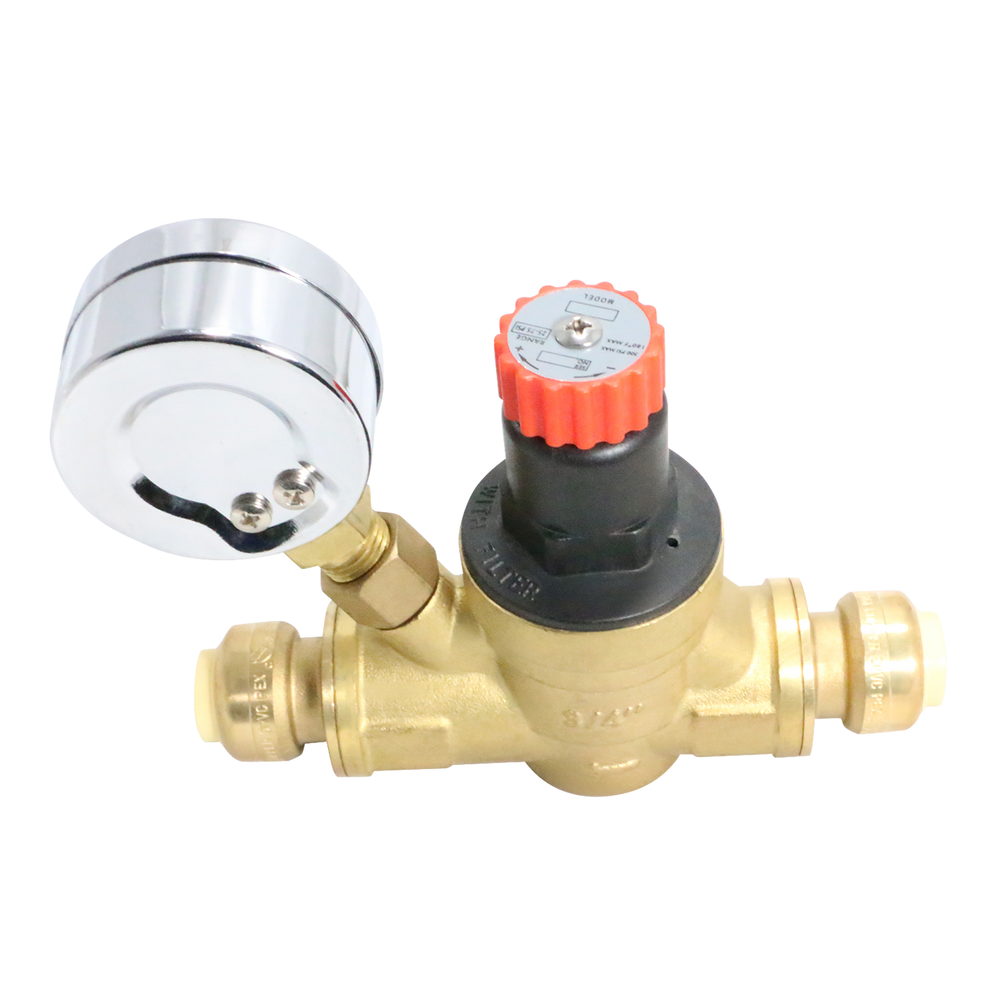  1/2 Inch Push Fit Water Pressure Regulator Valve with Gauge 1-1/4" Push Fit Coupling Measuring 1/2" Push Fit Specifically Push Fit Valve, Push Fit RegulatorPush Fit Coupling