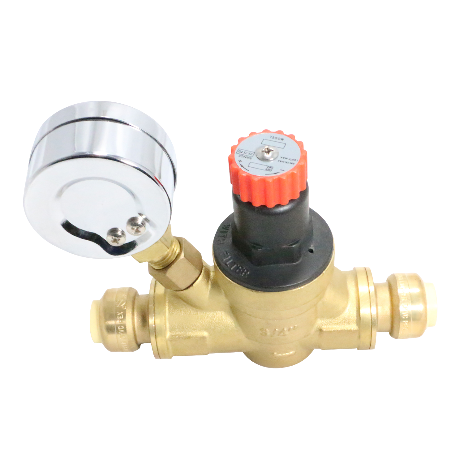  1/2 Inch Push Fit Water Pressure Regulator Valve with Gauge 1-1/4" Push Fit Coupling Measuring 1/2" Push Fit Specifically Push Fit Valve, Push Fit RegulatorPush Fit Coupling