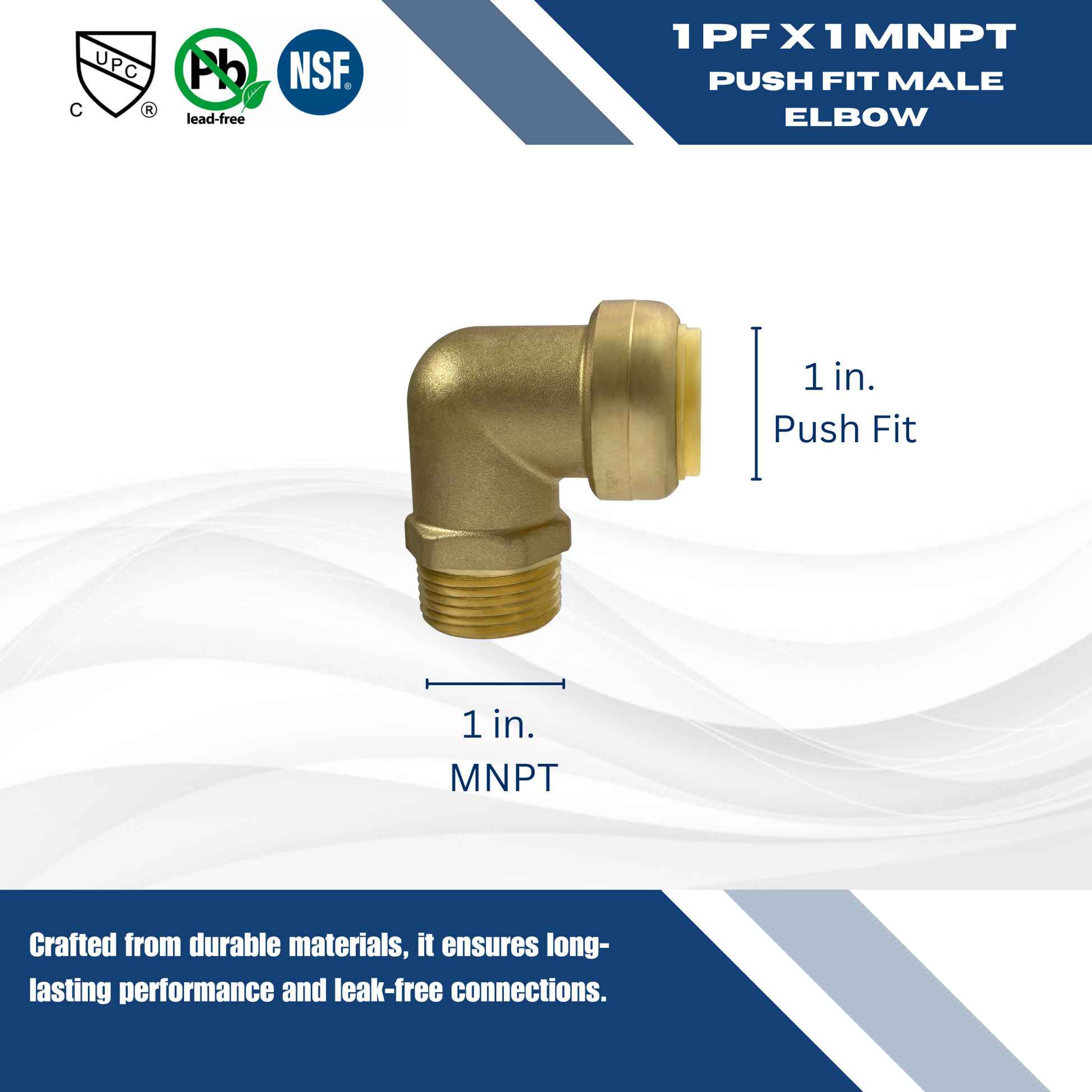 Push Fit Male Elbow Push to Connect Male Elbow Measuring 3/4 inch Push Fit Male Elbow Specifically Push Fit Male Elbow