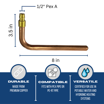  Measuring 1/2 inch Pex A Stub Out Elbow with Flange | 3-1/2"x 8" Specifically Pex Expansion Stub Out