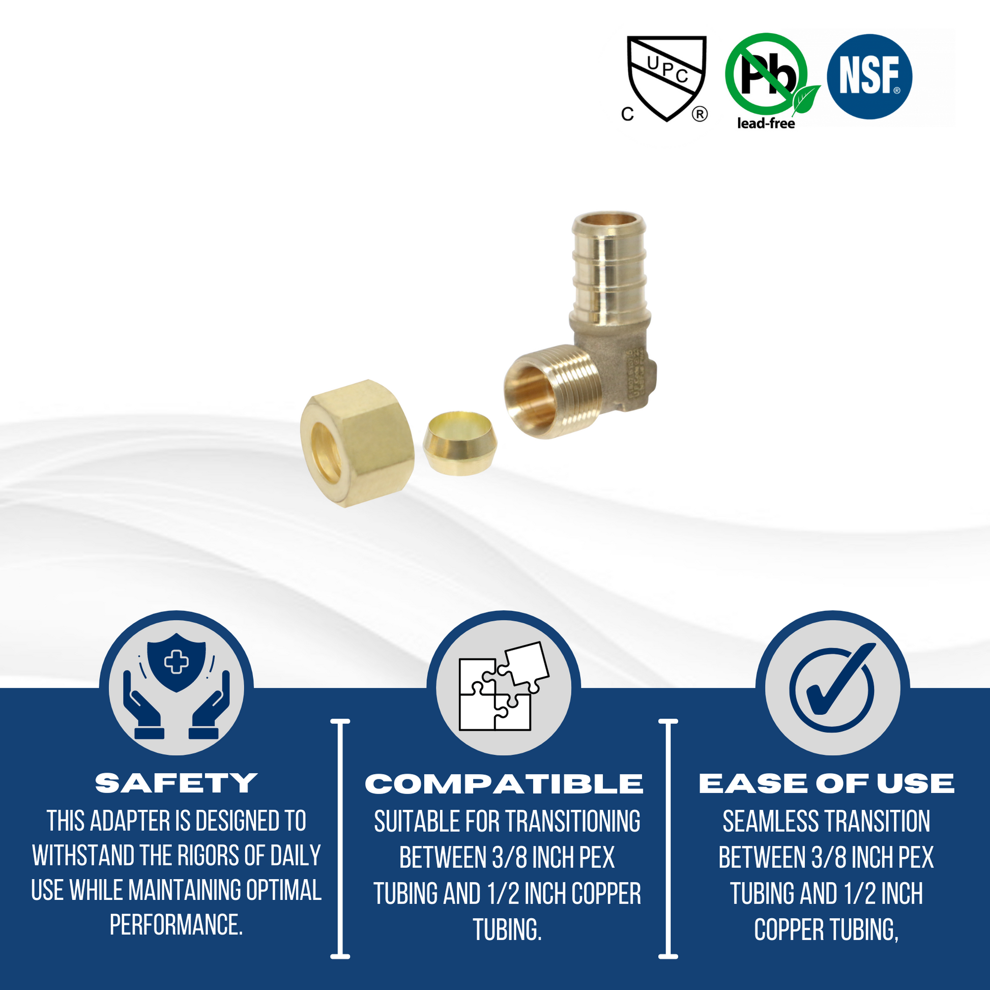  Pex Barb Crimp x OD Compression Transition Elbow Adapter Measuring Pex B 1/2" x 3/8" OD Compression Elbow Adapter Specifically Pex Barb Crimp Adapter