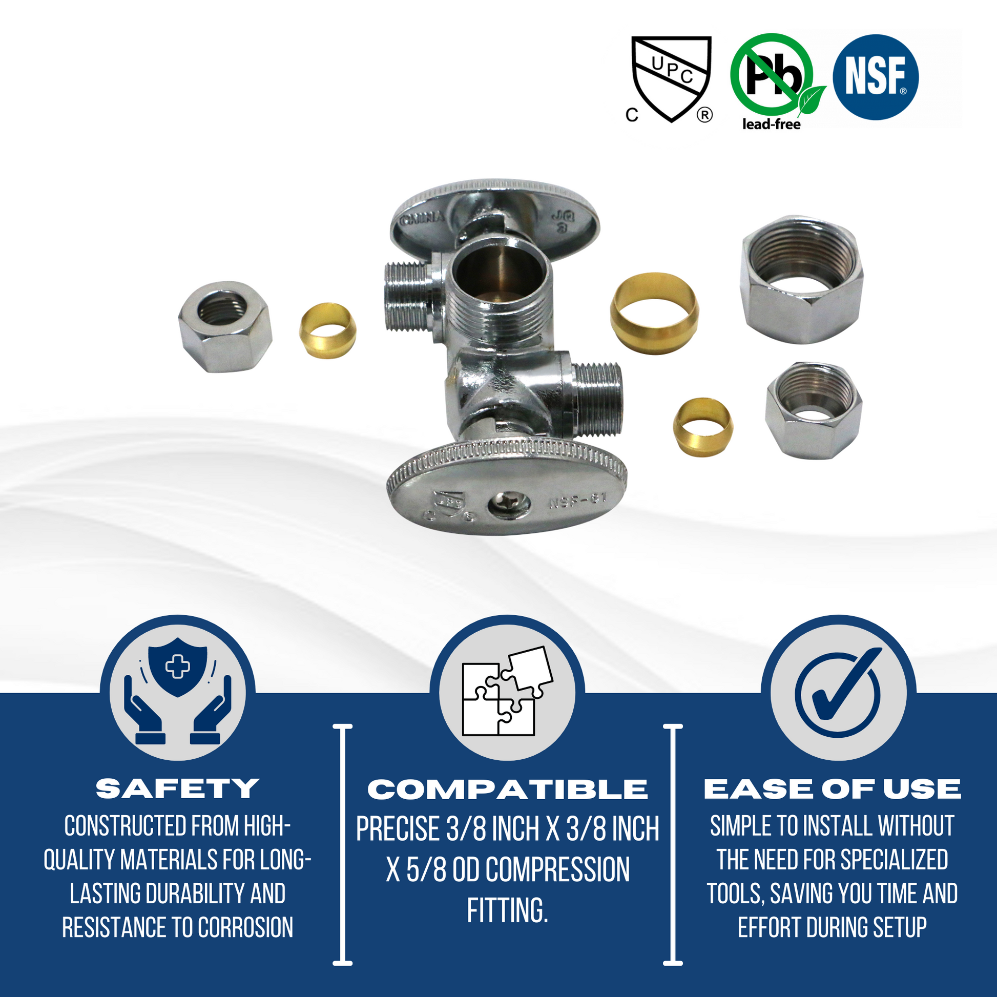 OD Compression 3/8 Inch x 3/8 Inch OD Compression x 5/8 Inch OD Compression Dual Angle Valve Measuring 10 Specifically Push Fit Compression Dual Angle Valve