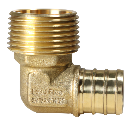 Pex Barb Crimp x Male NPT Elbow Measuring 1/2 inch Pex B x 1/2 inch MNPT Elbow Specifically Pex Barb Crimp MNPT Elbow