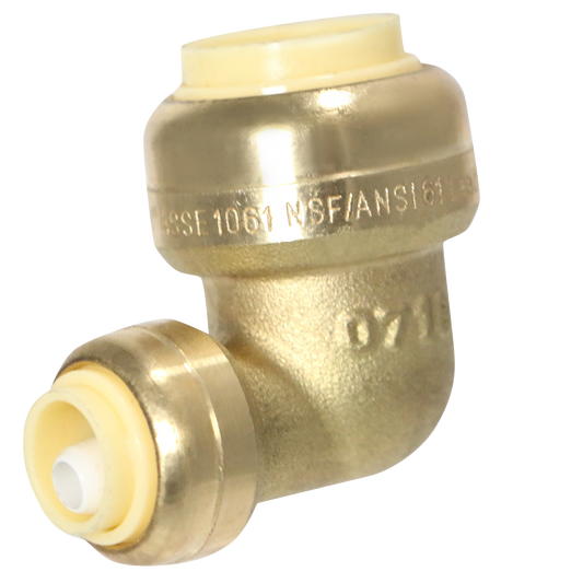 Push Fit Reducing Elbow Push to Connect Reducing Elbow Measuring 1/2 inch x 1/4 inch Push Fit Elbow Specifically Push Fit Elbow