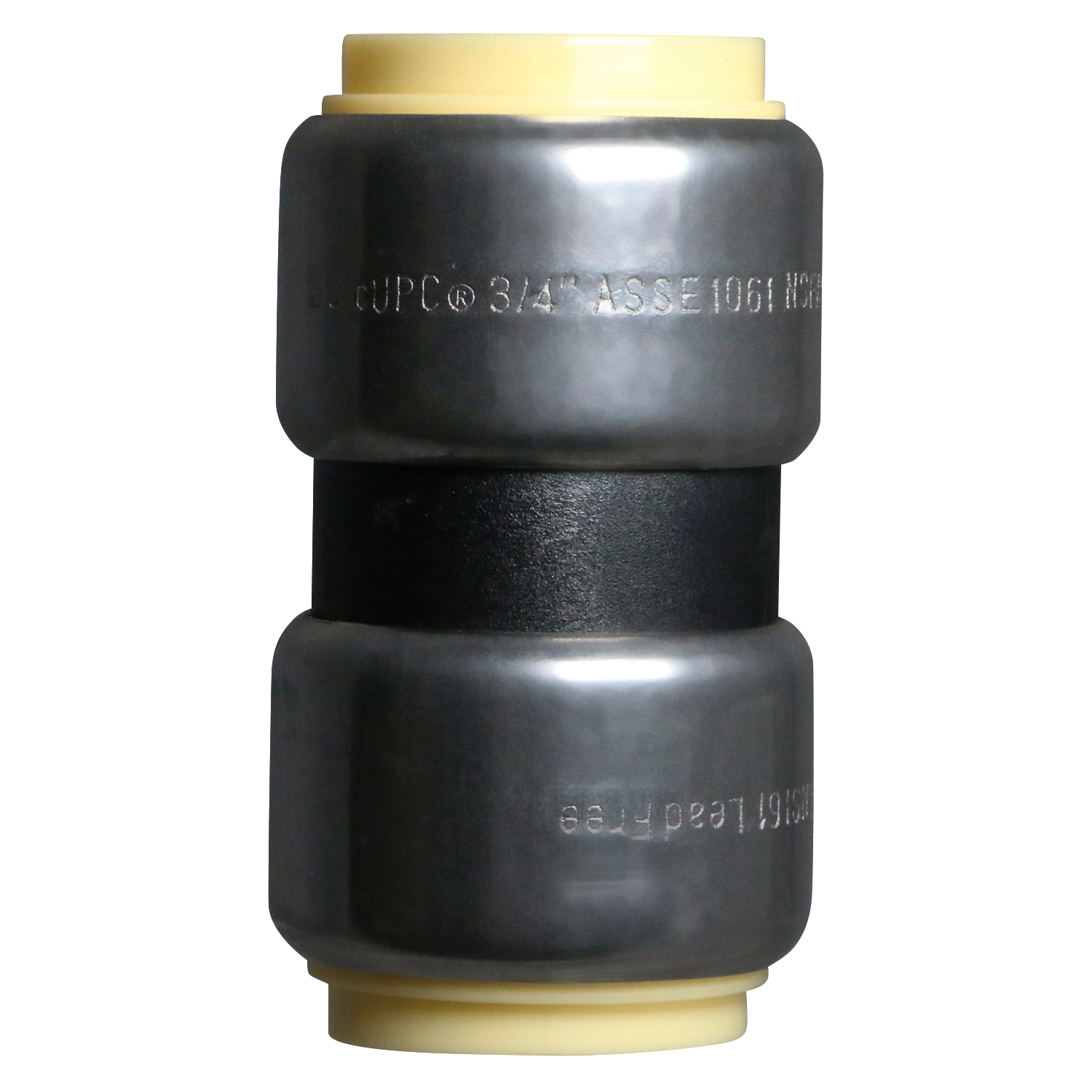  3/4" Push Fit Coupling Push To Connect Coupling PPSU Plastic 1/2" Push Fit Elbow Push To Connect Elbow PPSU Plastic Measuring 3/4" Specifically Push Fit Plastic CouplingPush Fit Plastic Elbow