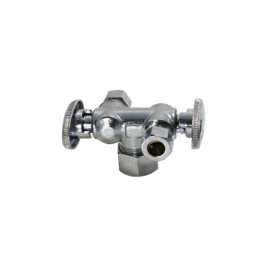 OD Compression 3/8 Inch x 3/8 Inch OD Compression x 5/8 Inch OD Compression Dual Angle Valve Measuring 1 Specifically Push Fit Compression Dual Angle Valve