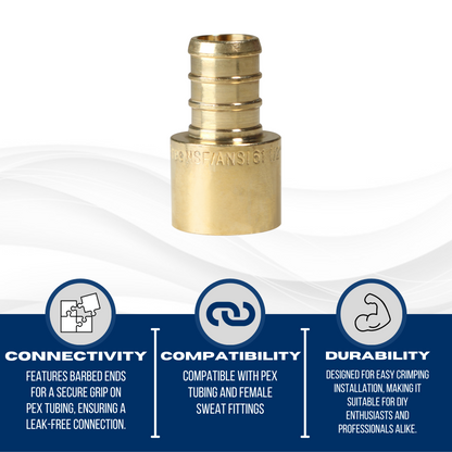  Pex Barb Crimp x Female Sweat Adapter Measuring Pex B 3/4" x 3/4" Female Sweat Adapter Specifically Pex Barb Crimp Female Sweat Adapter