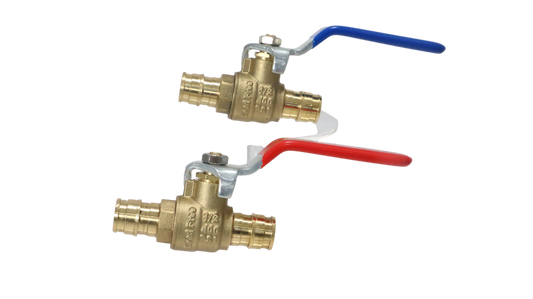  Pex-A Expansion Ball Valve Hot (Red) and Cold (Blue) Measuring Pex A 1/2" x 1/2" Ball Valve Hot (Red) Specifically Pex A Ball Valve Hot (Red Handle)