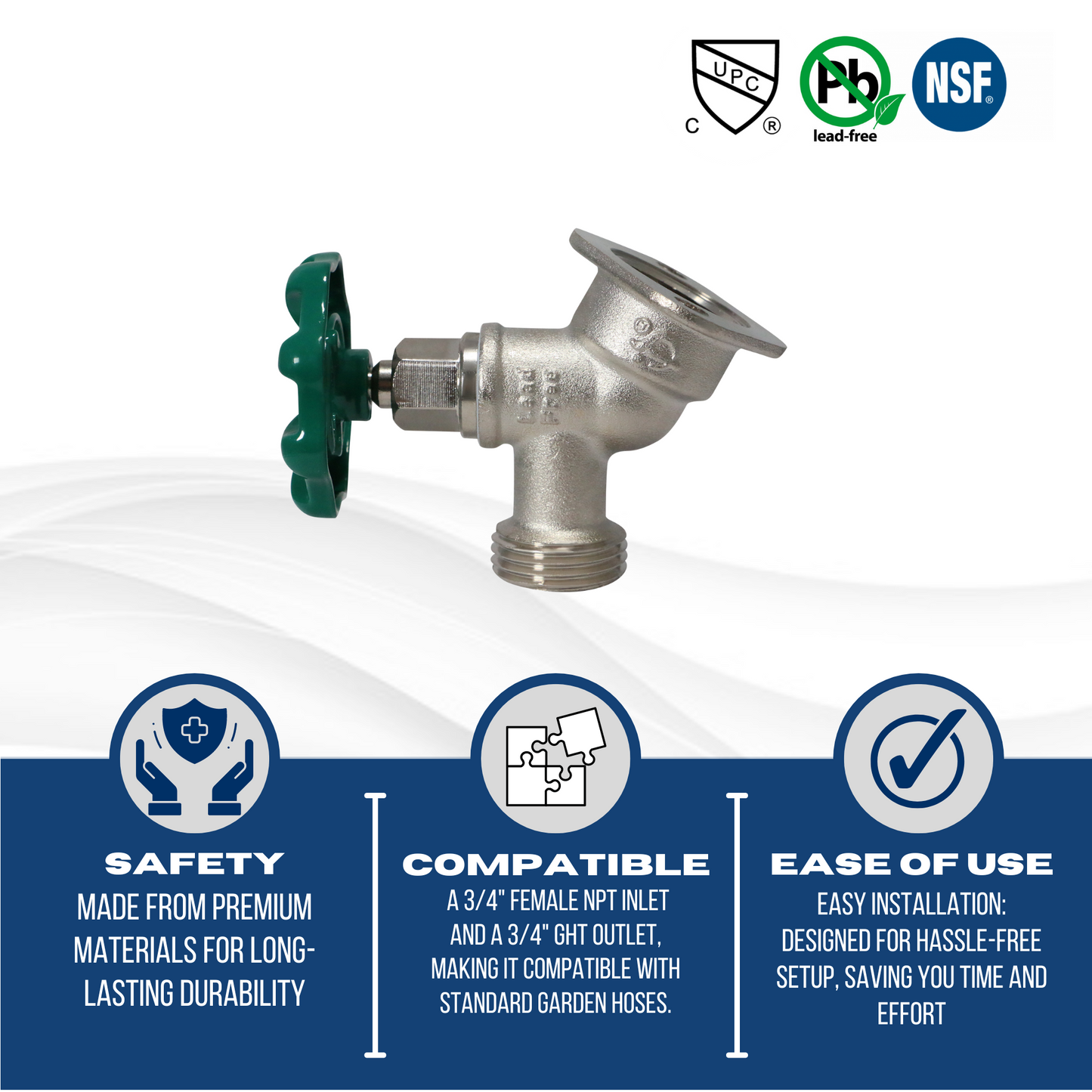  FNPT x GHT Sillcock Anti-Siphon Frost Free Sillcock 10" Long 1/2" Push Fit x 3/4" GHT Valves 10-3-1=1XX Measuring FNPT 1/2" x  3/4" GHT Specifically SillcockSillcock