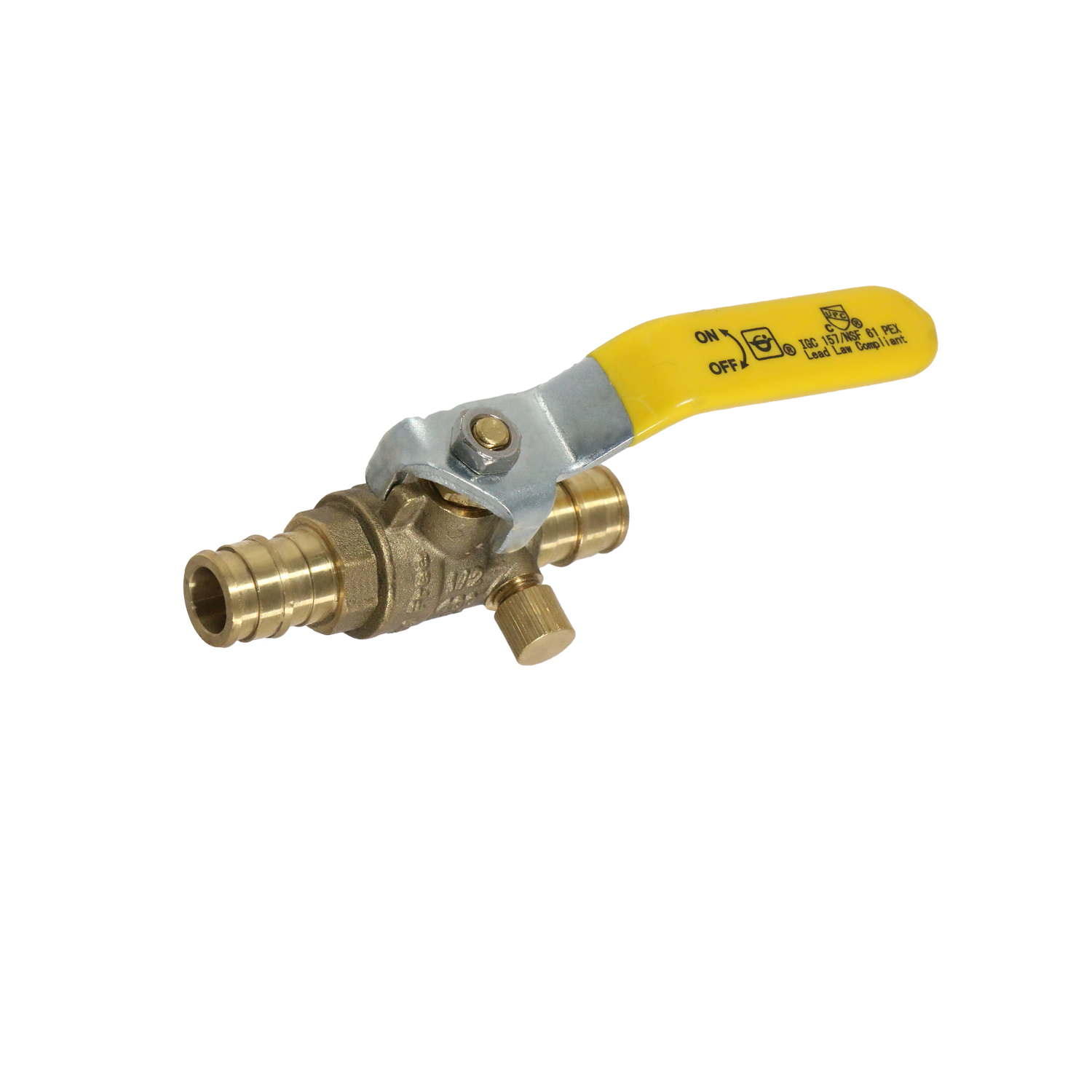 Pex-A  Expansion Ball Valve with Drain Measuring Pex A 1/2" x 1/2" Ball Valve with Drain Specifically Pex A Ball Valve with Drain