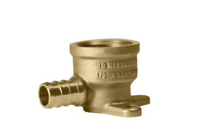 Measuring 3/4 inch Pex B x 1/2 inch FNPT Elbow Drop Ear Specifically