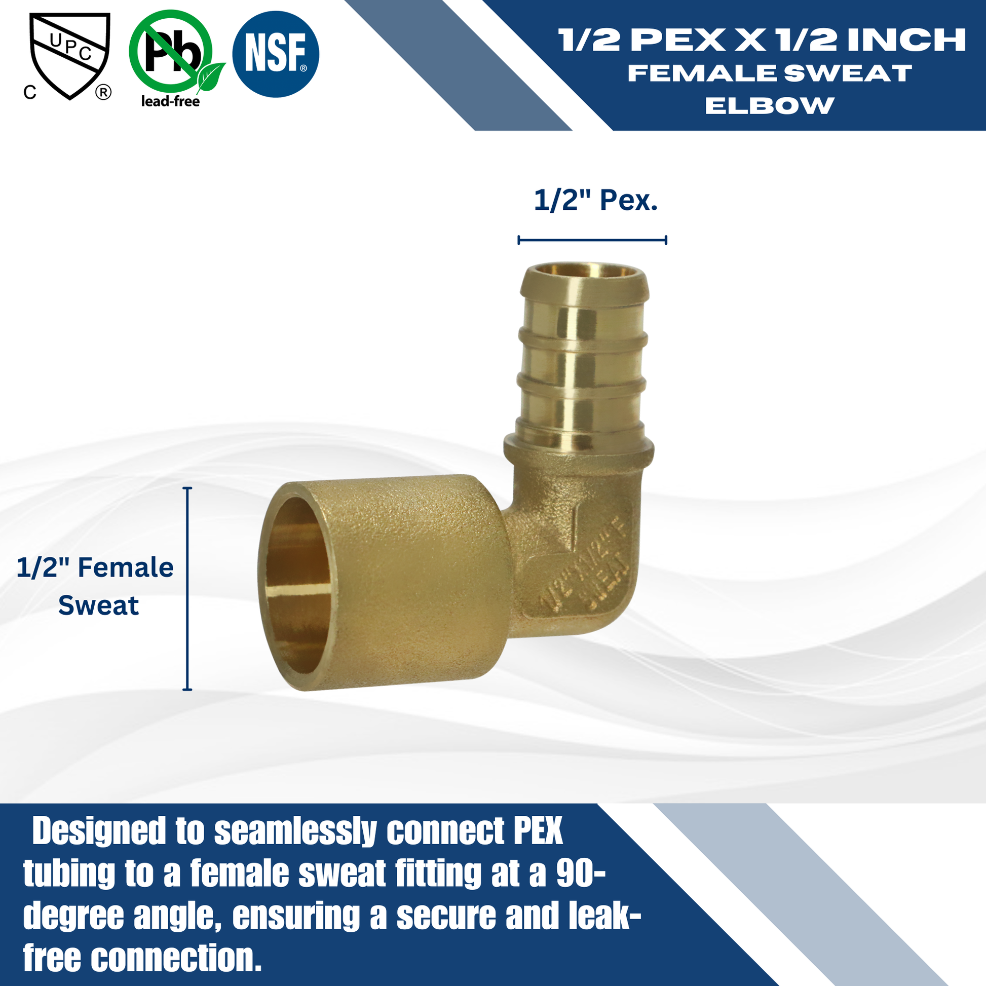  Pex Barb Crimp x Female Sweat Elbow Adapter Measuring Pex B 1/2" x 1/2" Female Sweat Adapter Elbow Specifically Pex Barb Crimp Female Sweat Adapter Elbow