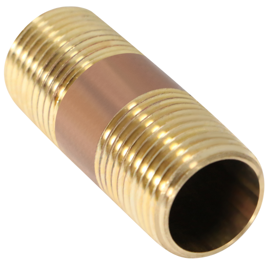 1/2 in x 2 in Red Brass Nipple 1/2 in x 3 in Red Brass Nipple Measuring 1/2 inch x 2 inch Specifically Brass NippleBrass Nipple