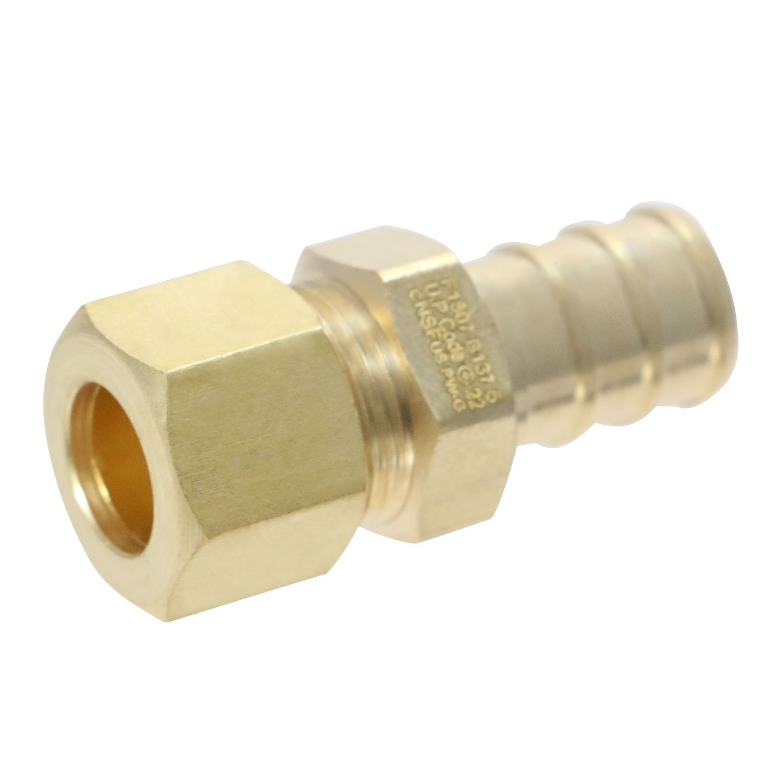  Pex Barb Crimp x OD Compression Transition Straight Adapter Measuring Pex B 1/2" x 3/8" OD Compression Specifically Pex Barb Crimp Adapter