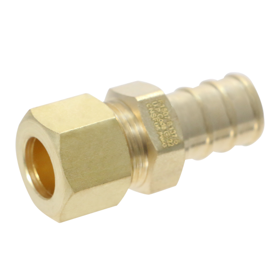  Pex Barb Crimp x OD Compression Transition Straight Adapter Measuring Pex B 1/2" x 3/8" OD Compression Specifically Pex Barb Crimp Adapter