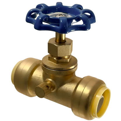  Push Fit Stop Valve with Drain Measuring 1/2" Push Fit Stop Valve with Drain Specifically Push Fit Valve