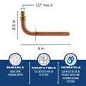 1/2 inch Pex-A Expansion Stub Out Elbow with Flange | 3-1/2 Inchx 8 Inch