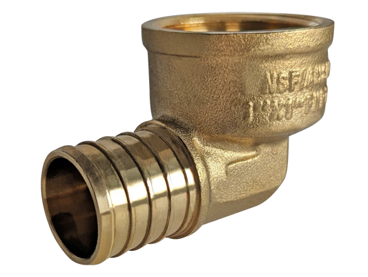 Pex Barb Crimp x Female NPT Elbow Measuring 1/2 inch Pex B x 1/2 inch FNPT Elbow Specifically Pex Barb Crimp FNPT Elbow
