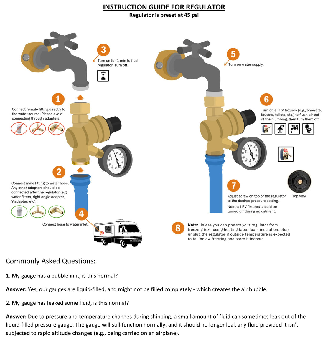 3/4 inch Water Pressure Regulator with Gauge