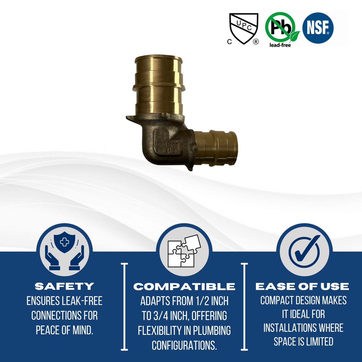 Pex-A Expansion 1/2 Inch x 3/4 Inch Reducing Elbow