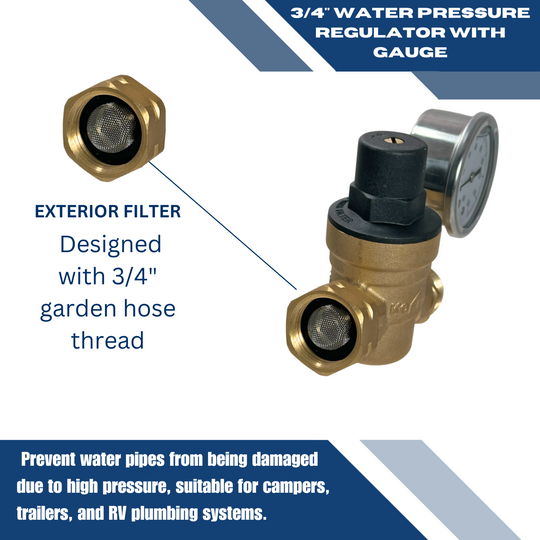 3/4 inch Water Pressure Regulator with Gauge